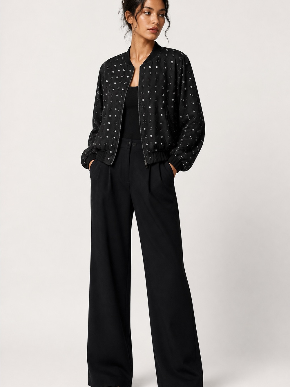 NWT Calvin Klein Black Studded Bomber Jacket - XL